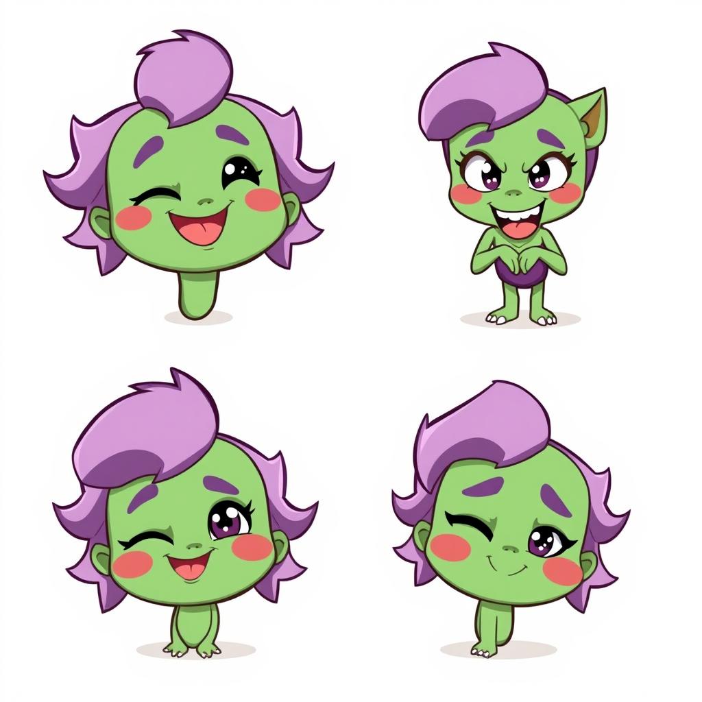A series of adorable emotes featuring Amity Blight from "The Owl House", showcasing her various expressions and moods