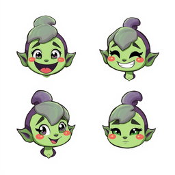 A series of adorable emotes featuring Amity Blight from "The Owl House", showcasing her various expressions and moods