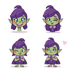 A series of adorable emotes featuring Amity Blight from "The Owl House", showcasing her various expressions and moods