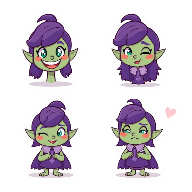 A series of adorable emotes featuring Amity Blight from "The Owl House", showcasing her various expressions and moods