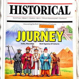 A vibrant newspaper cover illustrating the historical events of Japan, India, China, and Africa