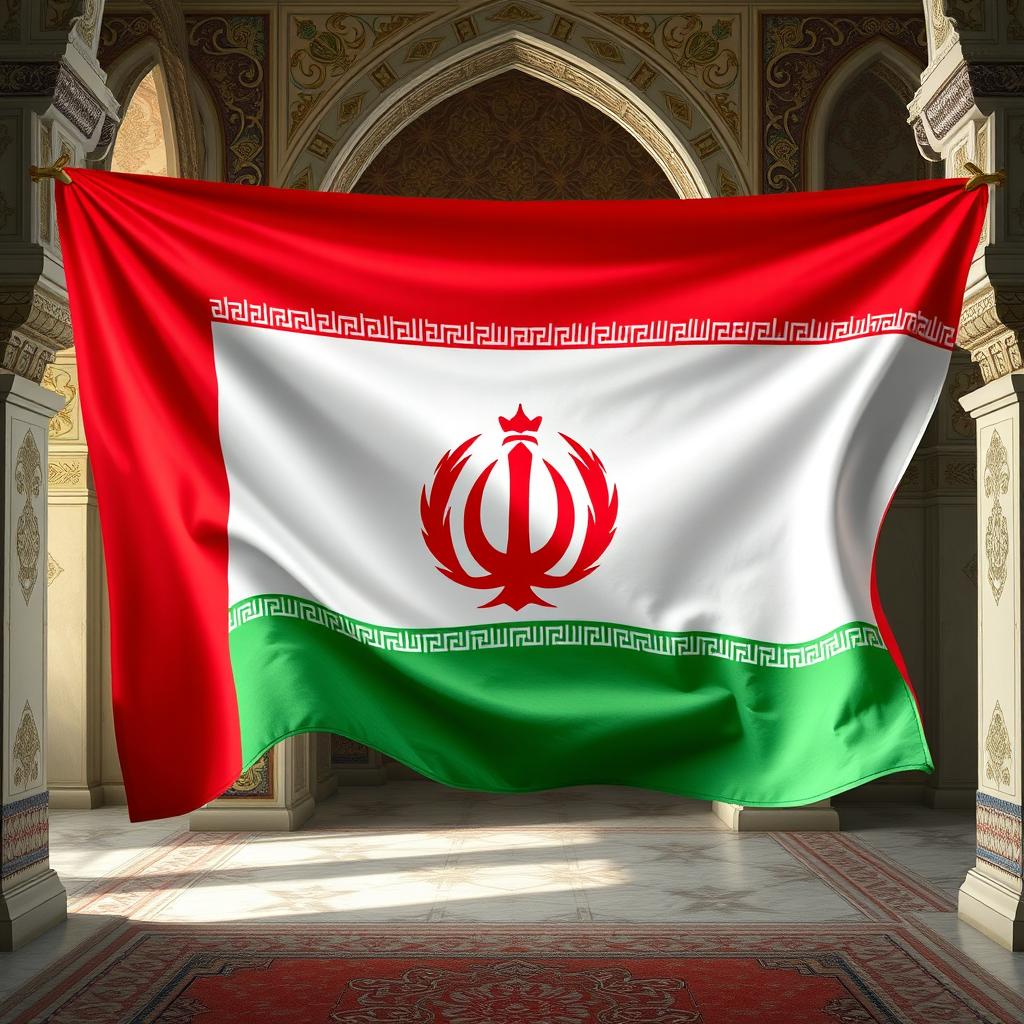 A beautifully detailed background featuring the old Persian flag, showcasing the vivid colors of red, white, and green