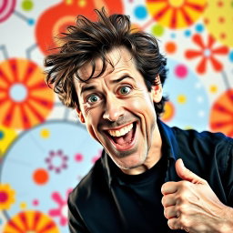 A stylized portrait of Jim Carrey, showcasing his signature expressive face and dynamic energy