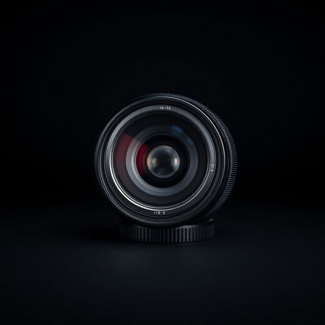 A sleek, modern camera lens placed in the center of the composition