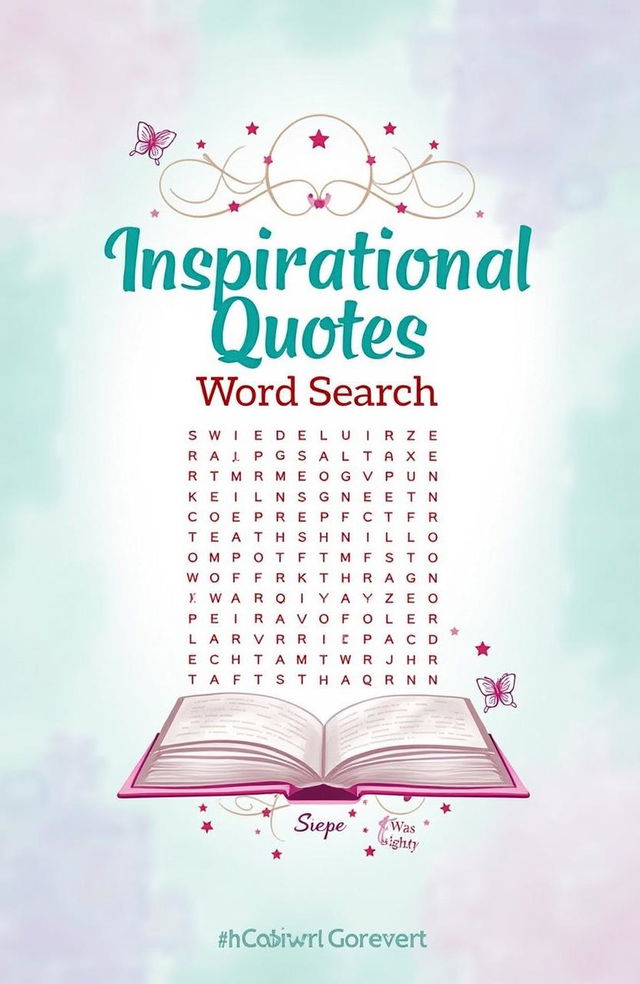 A captivating book cover design for 'Inspirational Quotes Word Search'