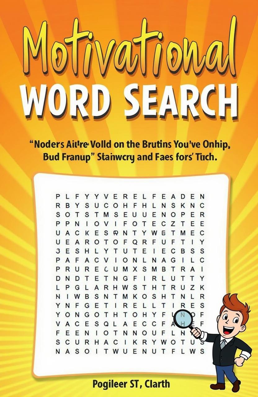 An eye-catching book cover design for 'Motivational Word Search'