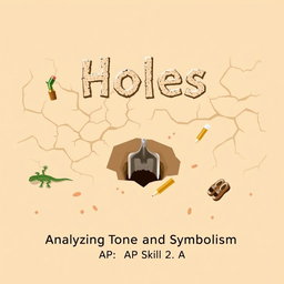 A creatively designed title slide for a presentation themed around the novel 'Holes'
