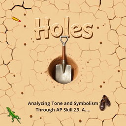 A creatively designed title slide for a presentation themed around the novel 'Holes'