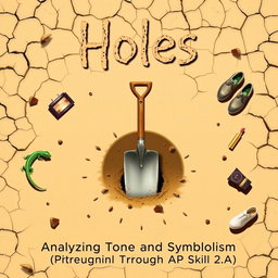 A creatively designed title slide for a presentation themed around the novel 'Holes'