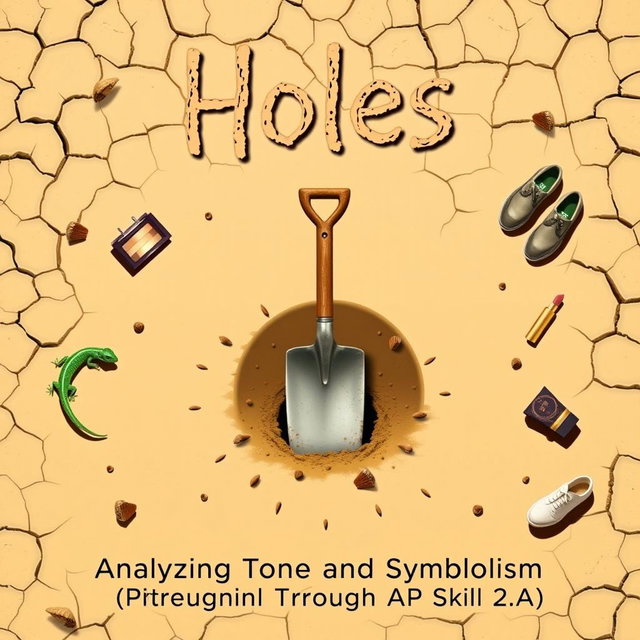 A creatively designed title slide for a presentation themed around the novel 'Holes'