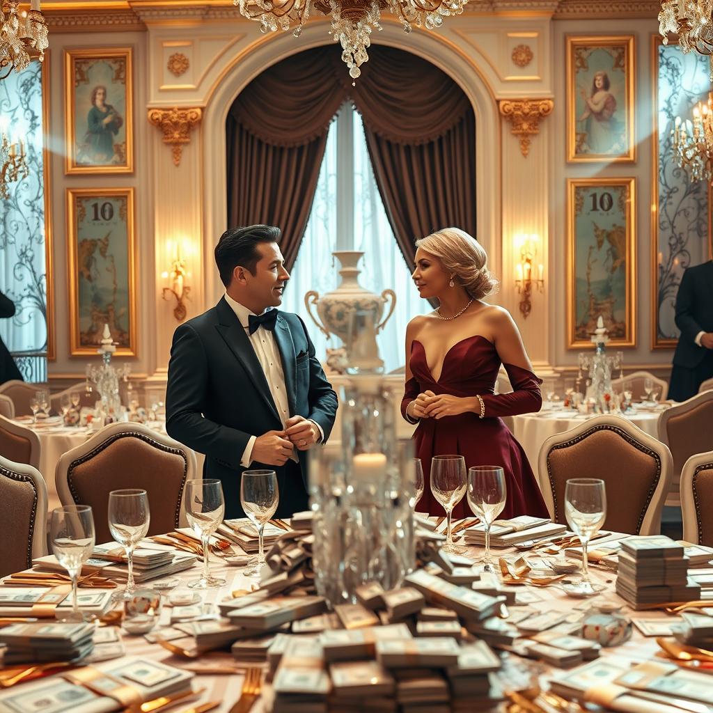 Lavish Banquet Surrounded by Wealth
