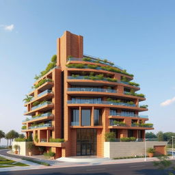 A stunning and eye-catching 20-story building designed in a modern architectural style, inspired by nature and ancient Persian architecture