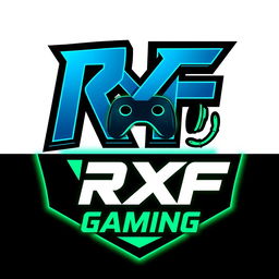 A modern and eye-catching logo for a gaming channel named RXF_Gaming