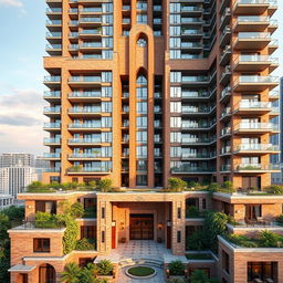 An eye-catching and stunning 20-story skyscraper with a modern structure inspired by nature and Persian architecture, featuring a remarkable fourth floor