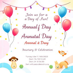 An elegant and colorful invitation card for a play school annual day event