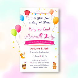 An elegant and colorful invitation card for a play school annual day event