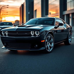 A stunning car fusion featuring a Dodge Challenger and a Cadillac