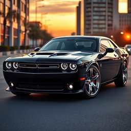 A stunning car fusion featuring a Dodge Challenger and a Cadillac