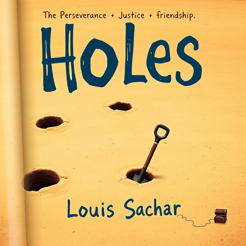 A tilted presentation page prominently featuring the title 'Holes' in bold, legible font at the center