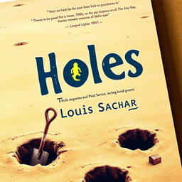 A tilted presentation page prominently featuring the title 'Holes' in bold, legible font at the center