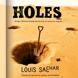 A tilted presentation page prominently featuring the title 'Holes' in bold, legible font at the center