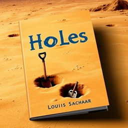 A tilted presentation page prominently featuring the title 'Holes' in bold, legible font at the center