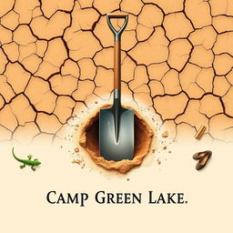 A title page featuring a desert-themed background with cracked, dry soil representing the setting of Camp Green Lake