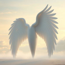 A large, white, elongated wing structure that is open from both sides, resembling a bird's wing but abstract in design