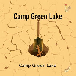 Create a title slide for a presentation with a desert-themed background featuring cracked, dry soil to represent Camp Green Lake