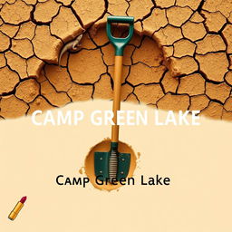 Create a title slide for a presentation with a desert-themed background featuring cracked, dry soil to represent Camp Green Lake