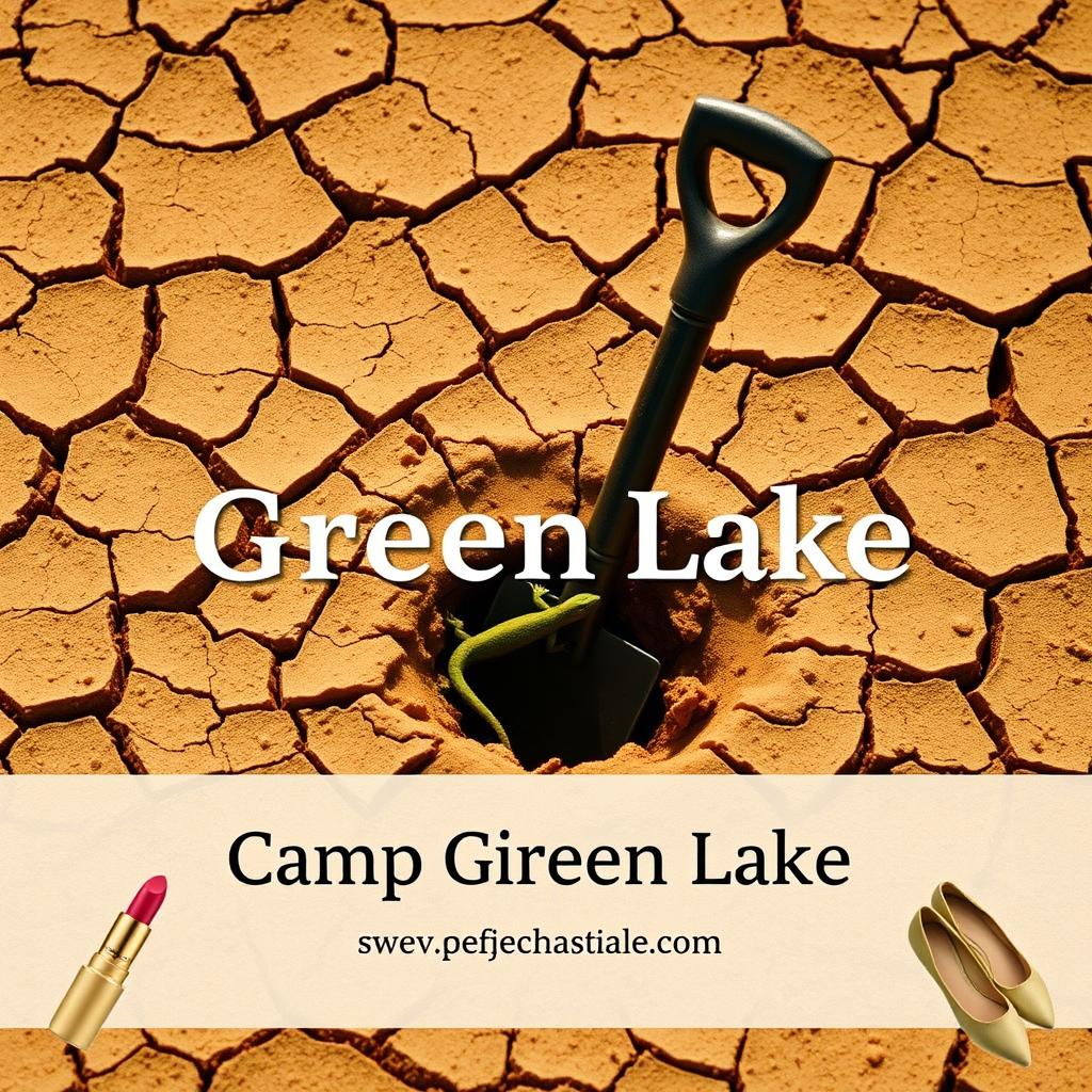 Create a title slide for a presentation with a desert-themed background featuring cracked, dry soil to represent Camp Green Lake