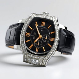 A high-resolution image of an ultra-luxurious wristwatch with a classic analog design