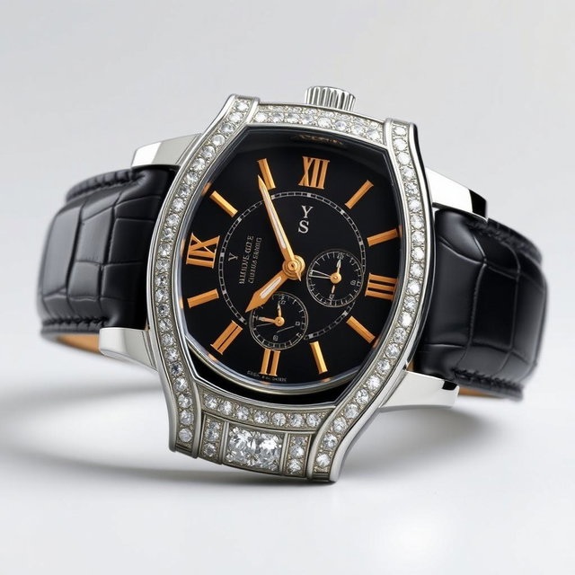 A high-resolution image of an ultra-luxurious wristwatch with a classic analog design