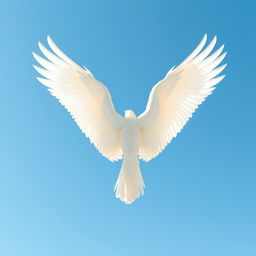 A large and elongated white wing stretched wide open in a clear blue sky, without any clouds