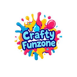 A vibrant and playful logo for a funzone, designed in a circular shape
