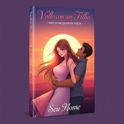 A captivating book cover design for a romance novel titled 'Volto com um Filho: Meu Ex Me Quer de Volta'