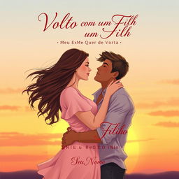 A captivating book cover design for a romance novel titled 'Volto com um Filho: Meu Ex Me Quer de Volta'