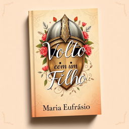 A romantic book cover design featuring a beautifully illustrated helmet symbolizing strength and protection, intertwined with elements representing love and reconciliation