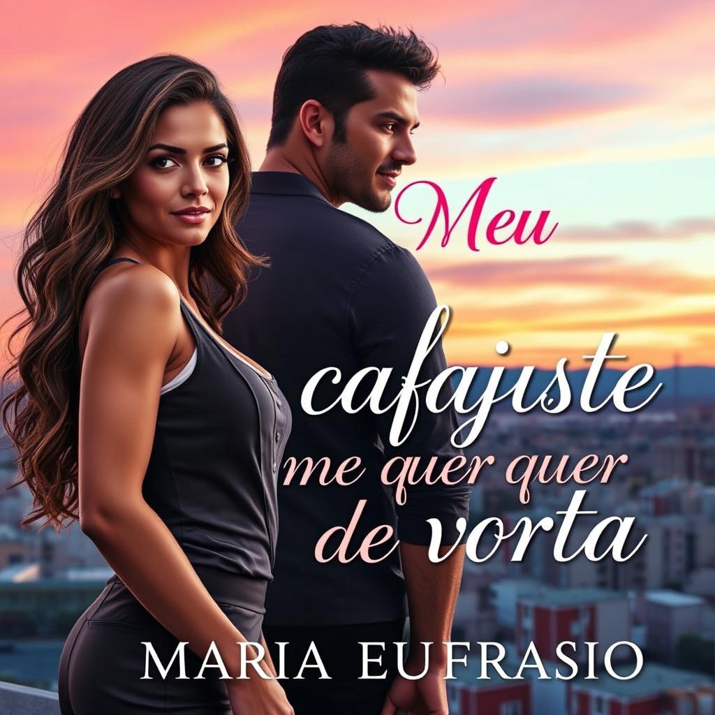 A captivating book cover for a romance novel titled "Meu ex cafajeste me quer de volta" by Maria Eufrasio