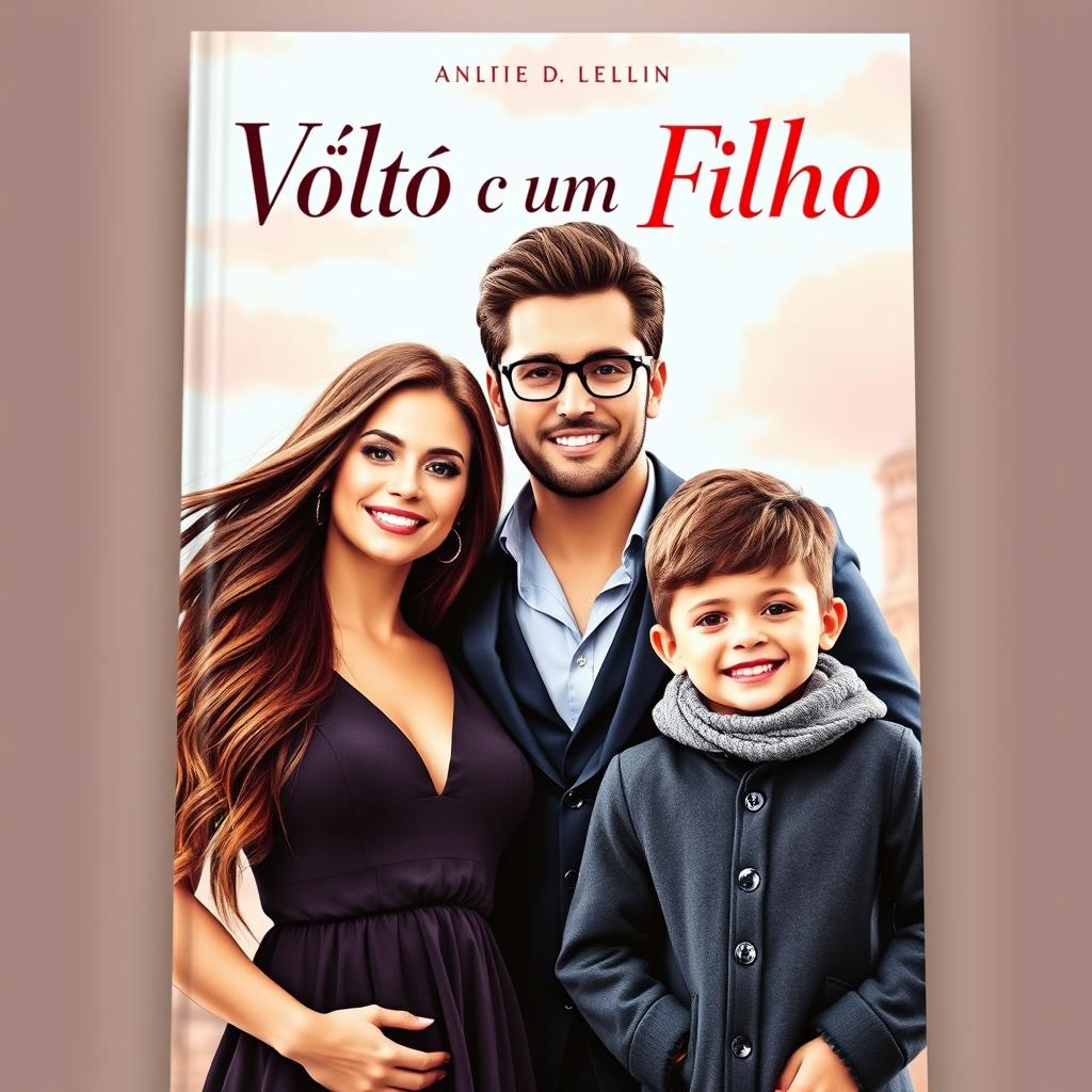 A visually captivating book cover featuring the title "Volto com um Filho" prominently displayed at the top