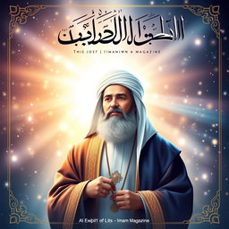 A magazine cover themed around Imam Mahdi, showcasing an artistic representation of Imam Mahdi in a serene and ethereal environment