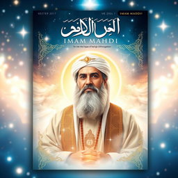 A magazine cover themed around Imam Mahdi, showcasing an artistic representation of Imam Mahdi in a serene and ethereal environment