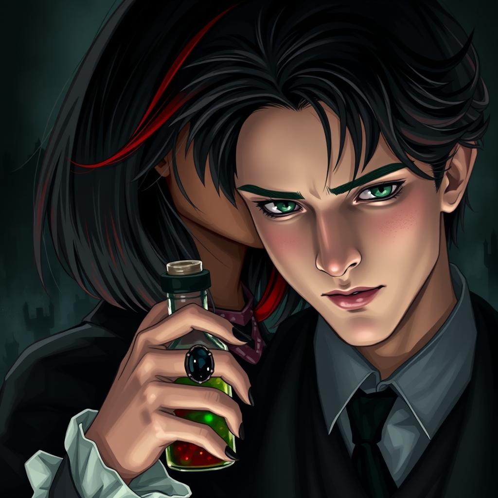 A dark romance scene featuring Draco Malfoy from Harry Potter alongside a fictional character named Liv