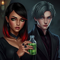 A dark romance scene featuring Draco Malfoy from Harry Potter alongside a fictional character named Liv