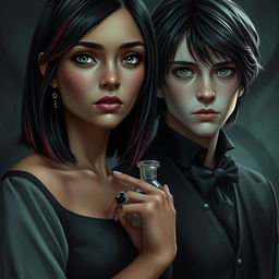 A dark romance scene featuring Draco Malfoy from Harry Potter alongside a fictional character named Liv