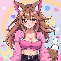 A striking image of a hot female character with long, flowing brownish-blond hair, styled elegantly