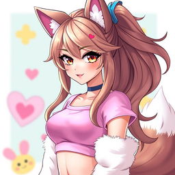 A striking image of a hot female character with long, flowing brownish-blond hair, styled elegantly