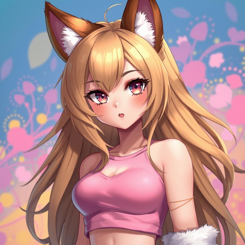 A captivating image of a hot female character with long, flowing brownish-blond hair, styled beautifully