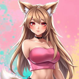 A captivating image of a hot female character with long, flowing brownish-blond hair, styled beautifully