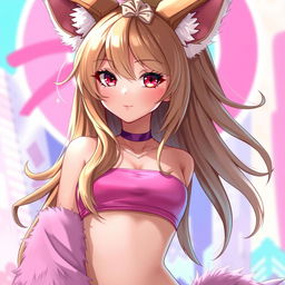 A captivating image of a hot female character with long, flowing brownish-blond hair, styled beautifully